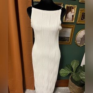Textured Dress w/ White Pearl Straps